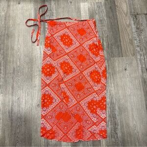 Reformation Red Scarf Wrap Skirt - XS